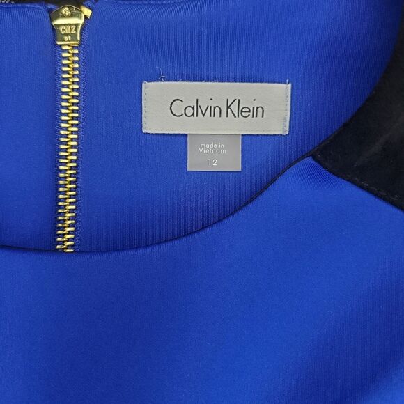 NWT Calvin Klein Faux Suede Silhouette Blue Dress Size 12 - Picture 10 of 13